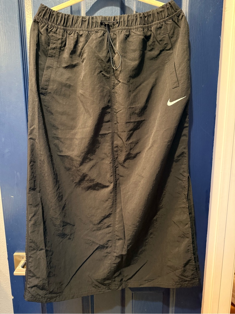 Nike Black Men's Athletic Drawstring Shorts with White Swoosh